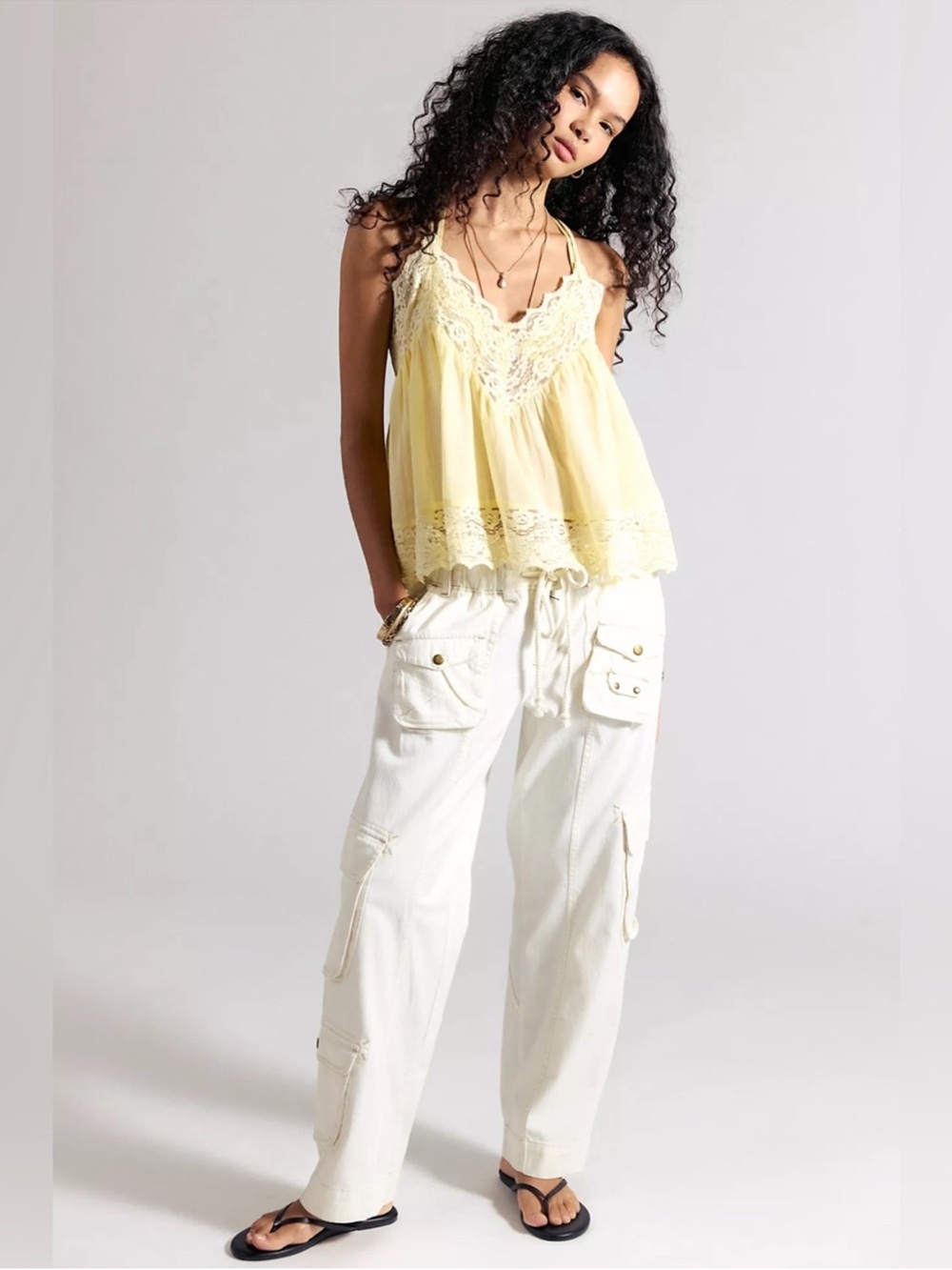 Free People Tahiti Pull-On Oversized Cargo Pants in Tofu